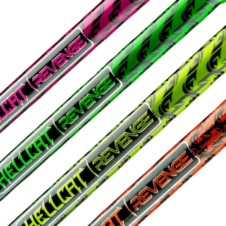 Close-up of the Hellcat Revenge® fishing rod butt and handle section showing grip and construction detail.