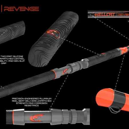 Hellcat Rod Series® fishing rods displayed in all available color variants as part of the Hellcat lineup.