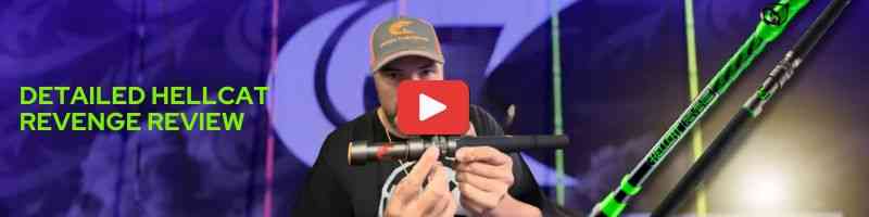 Hellcat Revenge® rod review banner highlighting performance feedback and angler validation.