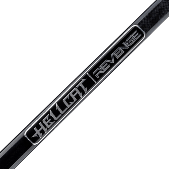 Hellcat Revenge Blackout Edition fishing rod in an all-black finish, designed for trophy-class catfish and heavy freshwater applications.